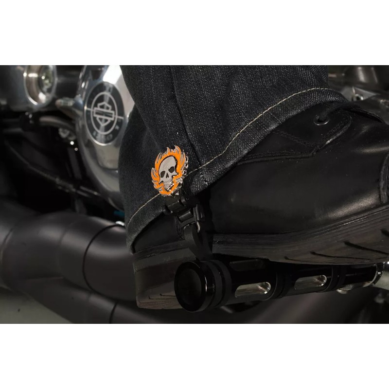 Biker Boot Straps 6" Flaming Skull Biker Boot Straps