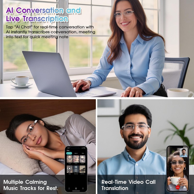 GenXenon AI Smart Glasses, Photochromic Smart Glasses with Open Audio