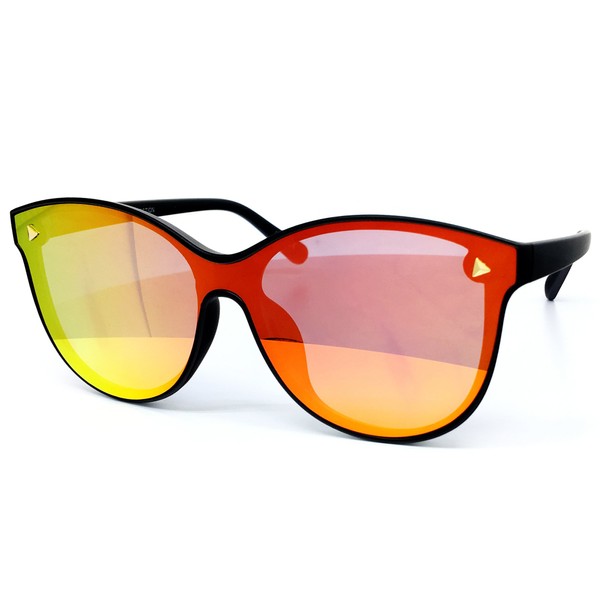 O2 Eyewear 7123-1 Oversize Wraparound Semi-Rimless Shield Lens Sunglasses (RED,