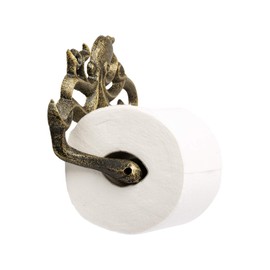 Decorative Cast Iron Octopus Toilet Paper Roll Holder – Wall Mounted Octopus Décor for Bathroom – Kraken, Nautical Bathroom Accessories – Easy to Install w/ Included Screws and Anchors - Gold & Black