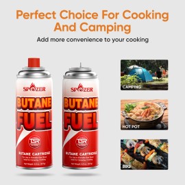 Spozer Butane Fuel Gas Canisters 227g Cartridge Spozer 12pcs for Portable Camping Stove
