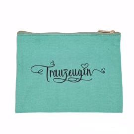 Trauzeugin - Baumwolle Kosmetiktasche, Brautgeschenk, Make Up Tasche, Organizer (Grün, Trauzeugin)