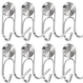 Buelkmag Magnetic Hooks 304 Stainless Steel Hooks Heavy Duty Magnets Hanging Hooks for Refrigerator Grill Toolbox Cabins Outdoor,Cruise Essentials Camper Accessories,8pack(Silver,1.3in-2)