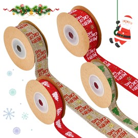 DTYGUIXE 4 Rolls Linen Ribbon Jute Ribbon Hessian Ribbon 25 mm 15 mm Linen Decorative Ribbon Gift Ribbon Linen Ribbon for Decorating Weddings, Birthdays, Gifts, Home, Parties