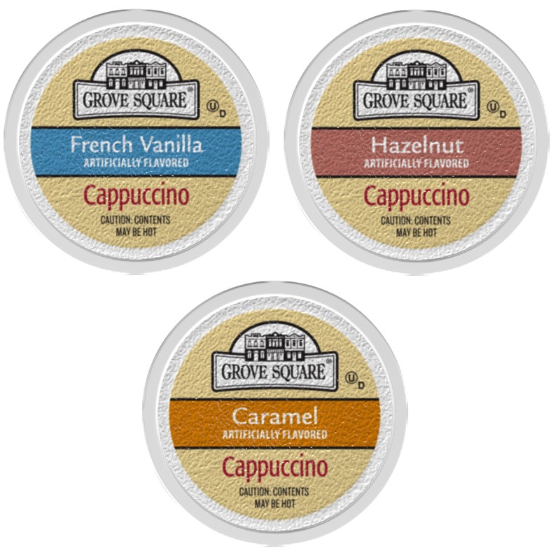 Grove Square Cappuccino Pods, Variety, Single Serve (Pack of 72)