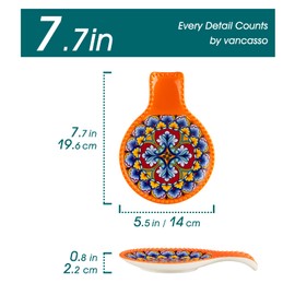 vancasso Ceramic Spoon Rest Sets of 2 for Stove Top, 7.7 Inch Cooking Spoon Holder for Kitchen Counter Decor, Spoon Holder for Coffee Spoon Rest, Spoon Cradle, Spatula, Spoons or Tongs, Light