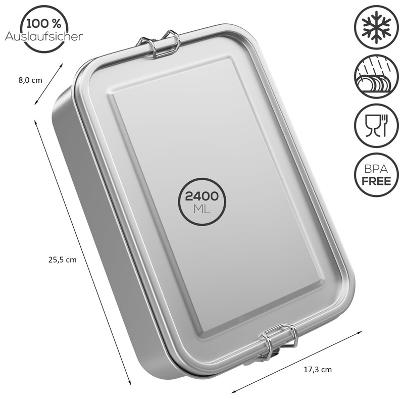 WELLGRO Stainless Steel Square Containers - 550 ml 850 ml