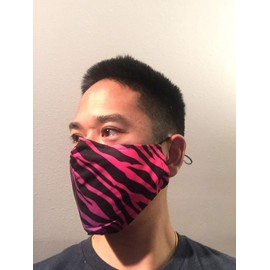 Electric Pink Tiger Stripes Team Mask w/Gray Mask - Face Accessory - Fan Gear