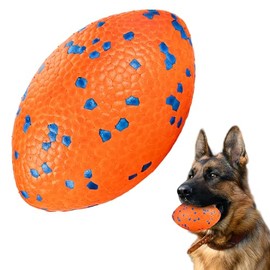 SUNNEKO Hundeball, Robustes Hundefußballspielzeug für Starke Kauer, Unzerstörbarer großer Rugbyball, Schwimmendes Hundespielzeug für Apportierspiele im Wasser, Für mittelgroße und große Hunde, Orange