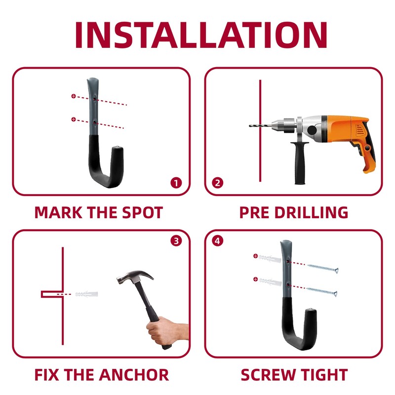 Heavy Duty Garage Storage Utility Hook, Wall Mount Garage Hanger