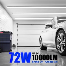 Barrina 8FT LED Shop Lights, 72W 10000LM 5000K, Daylight White, V Shape, Clear Cover, Hight Output, Linkable, T8 LED Tube Lights for Garage 8 Foot with Plug, 4 Packs