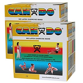 CanDo Twin-Pak Latex-Free Exercise Band, Gold, 100 Yard