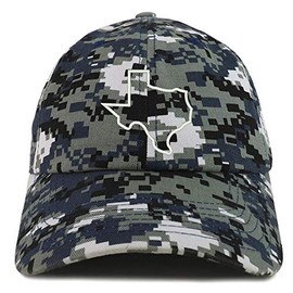 Trendy Apparel Shop Texas State Outline Embroidered Brushed Cotton Dad Hat Cap - Navy Digital Camo