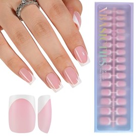 Misssix Uñas Postizas Xbasictips Con Punta Francesa, 150 Unidades, Cortas Y Cuadradas, De Gel Suave, Preformadas, Sin Limar, 3 En 1, Para Decoración D