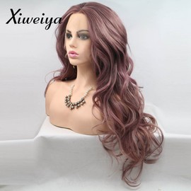 Xiweiya Long Mermaid Wig Just Like a Human Hair Colour Purple Lace Front Wig Wavy Heat Resistant Centre Parting Long Blonde Wig Long Wavy Hair Wig For Women, 61 cm (24 Inches)
