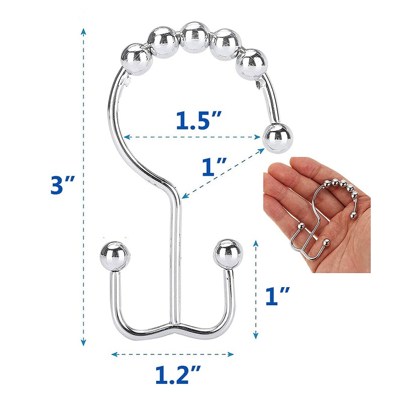 Shower Curtain Hooks Rings Titanker, Stainless Steel Double Glide Rollers