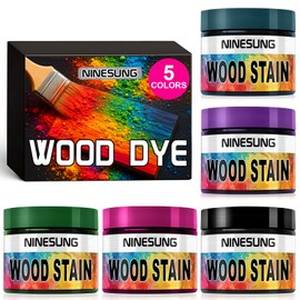 NINESUNG Professional 5-Colors Wood Dye Powder Set - 2oz Each for Furniture, Decks & DIY Crafts - Fast-Acting, Weatherproof Pigment - Works on Indoor/Outdoor Wood Surfaces (5 Colors)