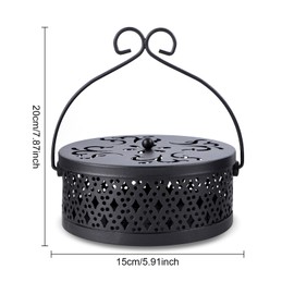 4pcs Coil Incense Holder Set, Portable Hanging Incense Burner with Curved Handle, Vintage Incense Burner Holder for Home & Garden & Patio - Black