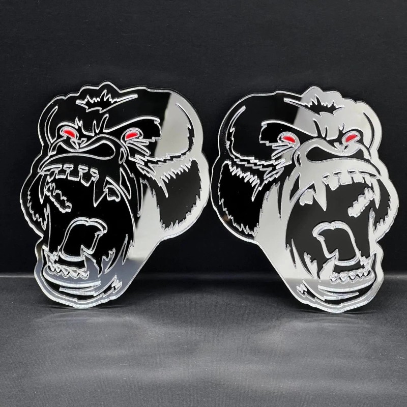 Emblem Badge Gorilla Mirror Emblem Badges Car Truck (2 BADGES)