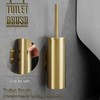 Gold Brushed Stainless Steel Toilet Brush and Cover, No-Punch Hook