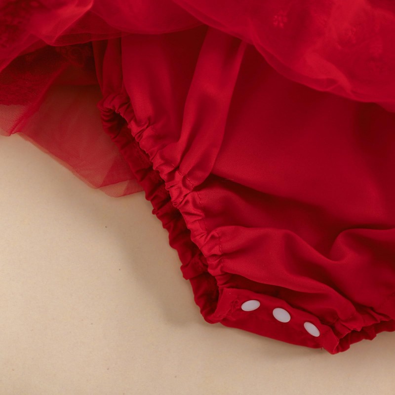 Himllauen Baby Girl Romper Dress Lace Mesh Embroidery Sleeveless Jumpsuit