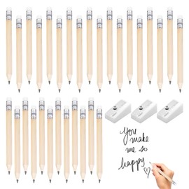 Small Pencils,30PCS Mini Pencils,HB Small Pencil with 3 Pencil Sharpeners Golf Pencils with Rubbers,Chunky Pencils for Toddler,Small Golf Pencils for Kid School Office Classroom Bridal Wedding(Wooden)