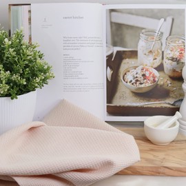 Sessene Home Set of 3 Tea Towel Set, 3 Pack Pure Cotton Terry Waffle Tea Towels, 3 Pack Kitchen Dish Cloth Linen (Beige)