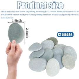 12Pcs River Rocks for Painting 2-3 Inch Smooth River Stones to Paint, Natural Craft Stones Large Smooth Rocks for Crafts, Arts, Decoration, Bulk Painting Rocks
