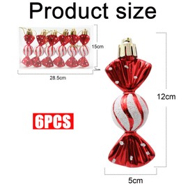 Christmas Candy Ornaments, 6PCS Sweet Candy Shaped Christmas Decorations Baubles for Vintage Xmas Holiday Winter Party Decoration