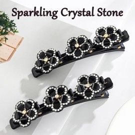 Braided Hair Clips Sparkling Crystal Stone Braided Hair Clips for Women Rhinestone Duckbill Hairpin 2Pcs