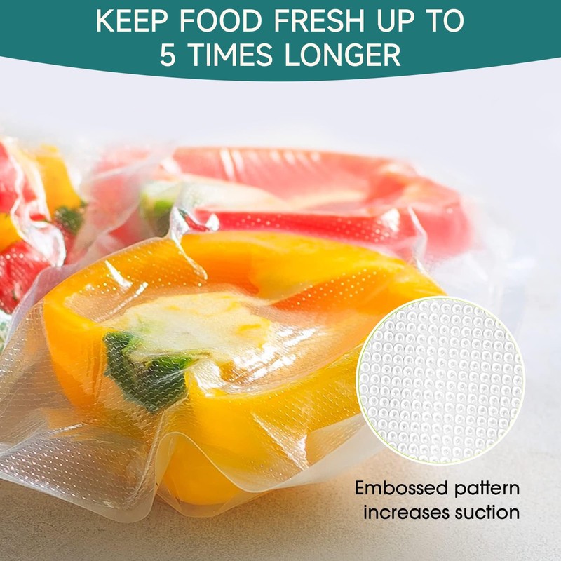Bonsenkitchen Vacuum Sealer Bags, 200 pcs 8"W x 12"H, BPA-Free,