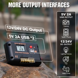 ECO-WORTHY 30A Solar Charger Controller Bluetooth,Solar Panel Battery Intelligent Regulator with Dual USB Ports Auto 12/24V PWM Negative Ground for Lithium,Lead-Acid,Gel Battery