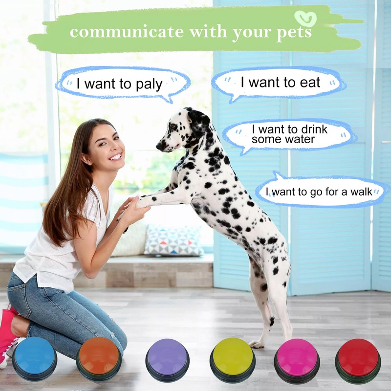 Gelabur Set of 6 Dog Buttons for Communication, Voice Recordable