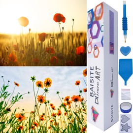 BAISITE Diamond Art Kits for Adults Beginners,2 Pack Round 5D Paint with Diamonds Pictures Full Drill Cross Stitch Home Wall Decor DIY Crafts Kits(12x16 Inches) BSTDP007-008