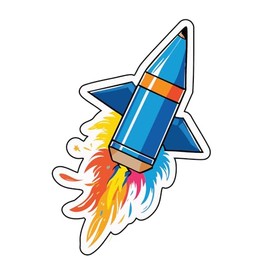 Rocket Ship Sticker Decal, Colorful Rainbow Trail Design, Decorative Vinyl Art,StickersGraphic - Auto, Wall, Laptop, Cell, Truck Sticker for Windows, Cars, Trucks