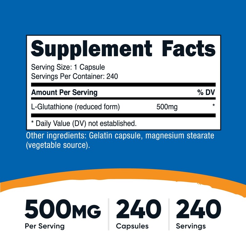 Nutricost Glutathione Capsules 500mg, 240 Capsules - Gluten Free, Non-GMO
