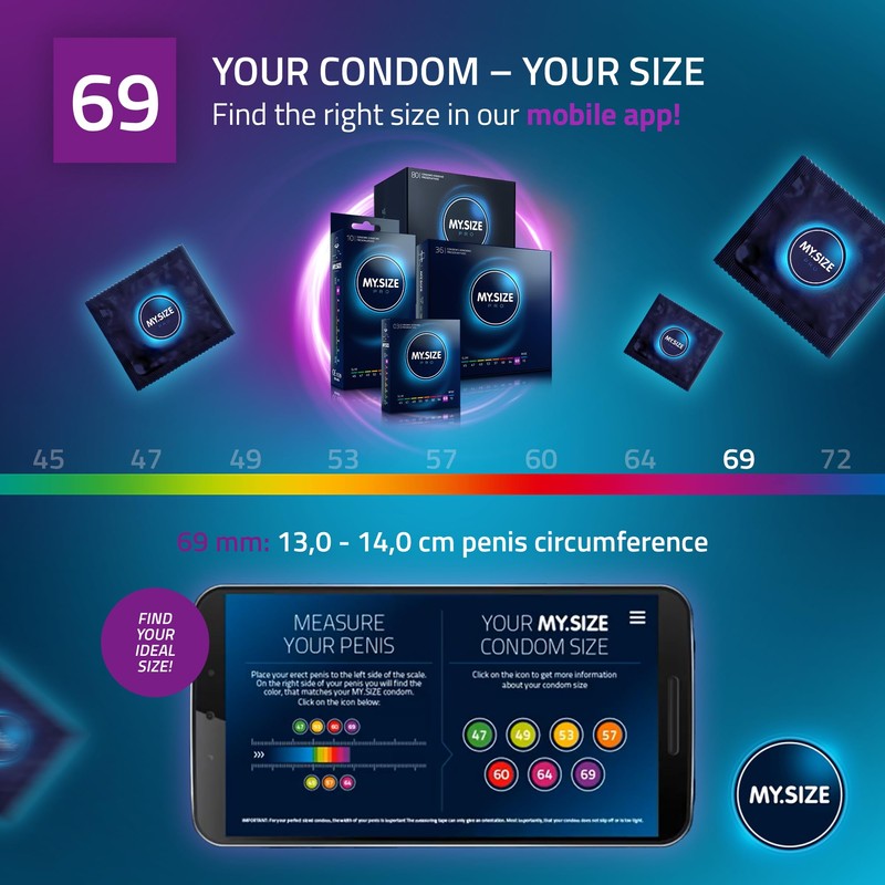 MY.SIZE PRO Condom Size 7, 69 mm, XXL, 10 Condoms