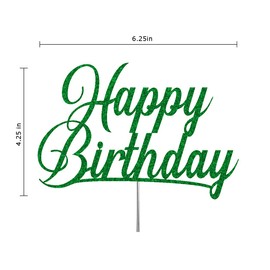 Decoración para tartas con purpurina de feliz cumpleaños, ideas para decoración de fiesta de cumpleaños, decoración de alta calidad, resistente purpurina de doble cara, palo de acrílico. Fabricado en Estados Unidos (verde)
