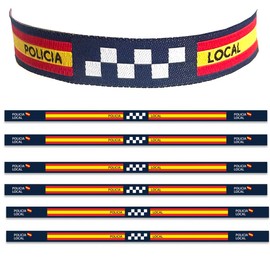 ADCSHOP - Pack of 6 Local Police Wristbands Fabric Knitting Yarn 30cm x 1.4cm Knotable and Adjustable Unisex