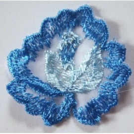 Ben Raymond N.Y. 12 Vintage Copen Blue Embroidered Organza 2" Sew/Glue On Appliques JE-125b