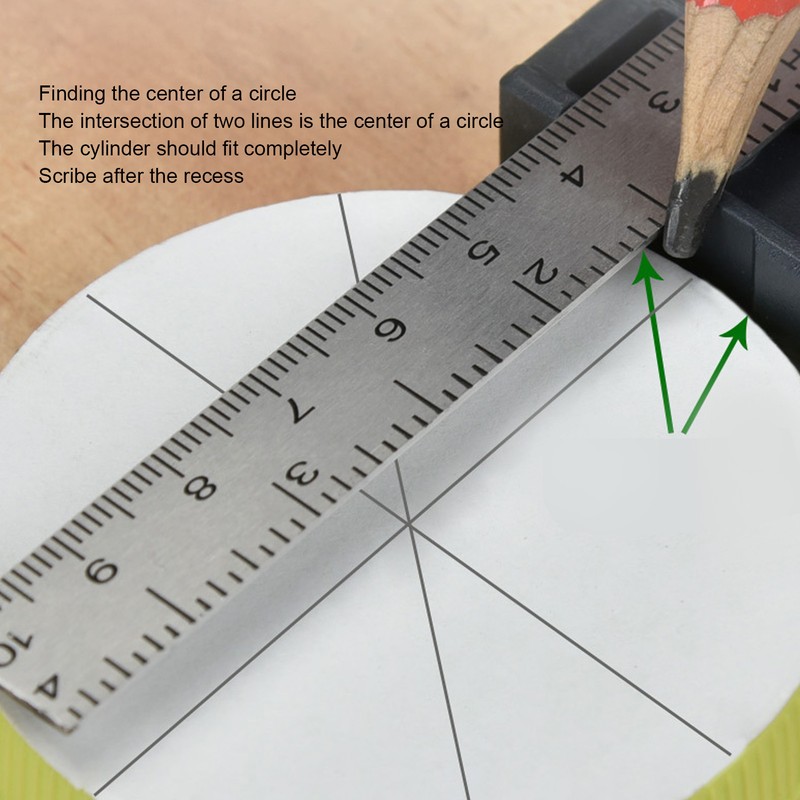 12in L Square Ruler Multifunction Scale Standard Carbon Steel Detachable
