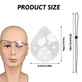 3 Pcs Transparent Ventilated Eye Patches, 9 Hole Protective Plastic Eye Shield with Adjustable Strap, Transparent Eye Shield After Surgery Ventilated Eye Shield with Telescopic