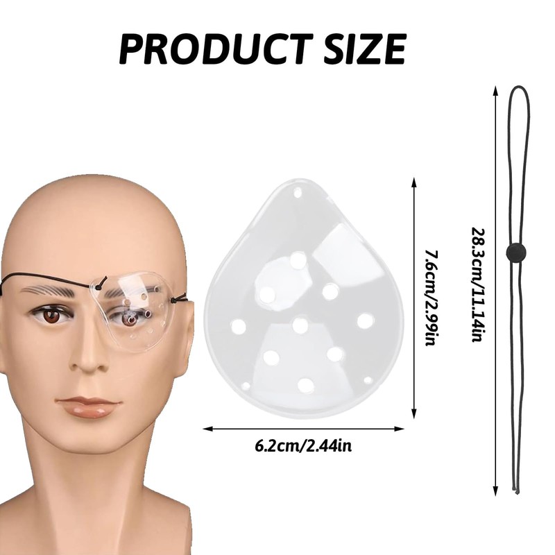 3 Pcs Transparent Ventilated Eye Patches, 9 Hole Protective Plastic