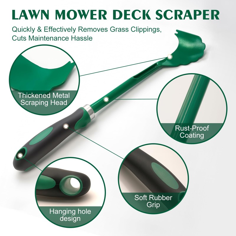 Kivan Base Mower Deck Scraper with Ergonomic Long Handle -