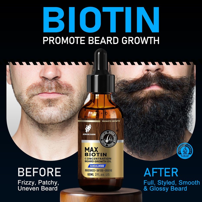 aokur Biotin Beard Oil for Men – Sandalwood Scented Beard