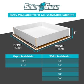 SlidingSusan Pull-Out Drawer Organizer for Cabinets, Gliding Soft Close Shelves for Kitchen, Pantry, and Storage Organization, White Melamine with MDF Core 18 Inch Wide x 18 Inch Deep