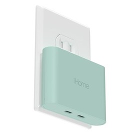 Cargador USB-C multipuerto de 36 W de iHome Bloque de Cargador USB C Plano de 2 Puertos AC Pro, Cargador de Pared USB C Doble, Cargador de Pared USB  