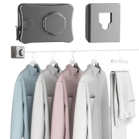 Retractable Clothesline 5.1 m Stainless Steel Retractable Washing Line for Balcony, Laundry Room, Apartment