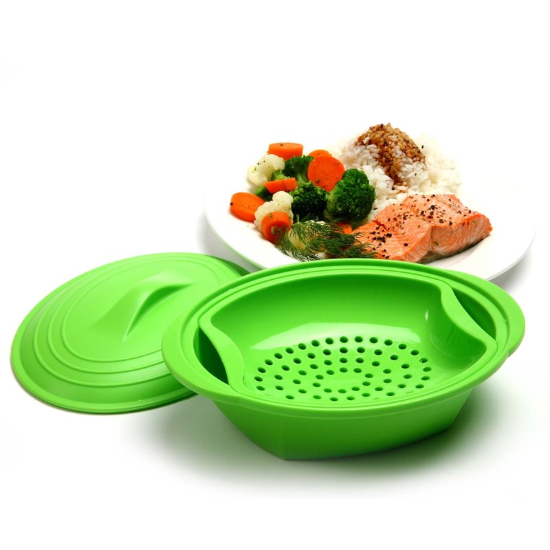 Norpro Silicone Steamer with Insert, Green, 1 Count (Pack of