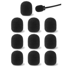 AORHOFJ 10 Pieces Microphone and Headset Replacement Foam Windshield, Black Pop Filter Headset Microphone Foam Spit Protection Windshield for Stage Performance Conference